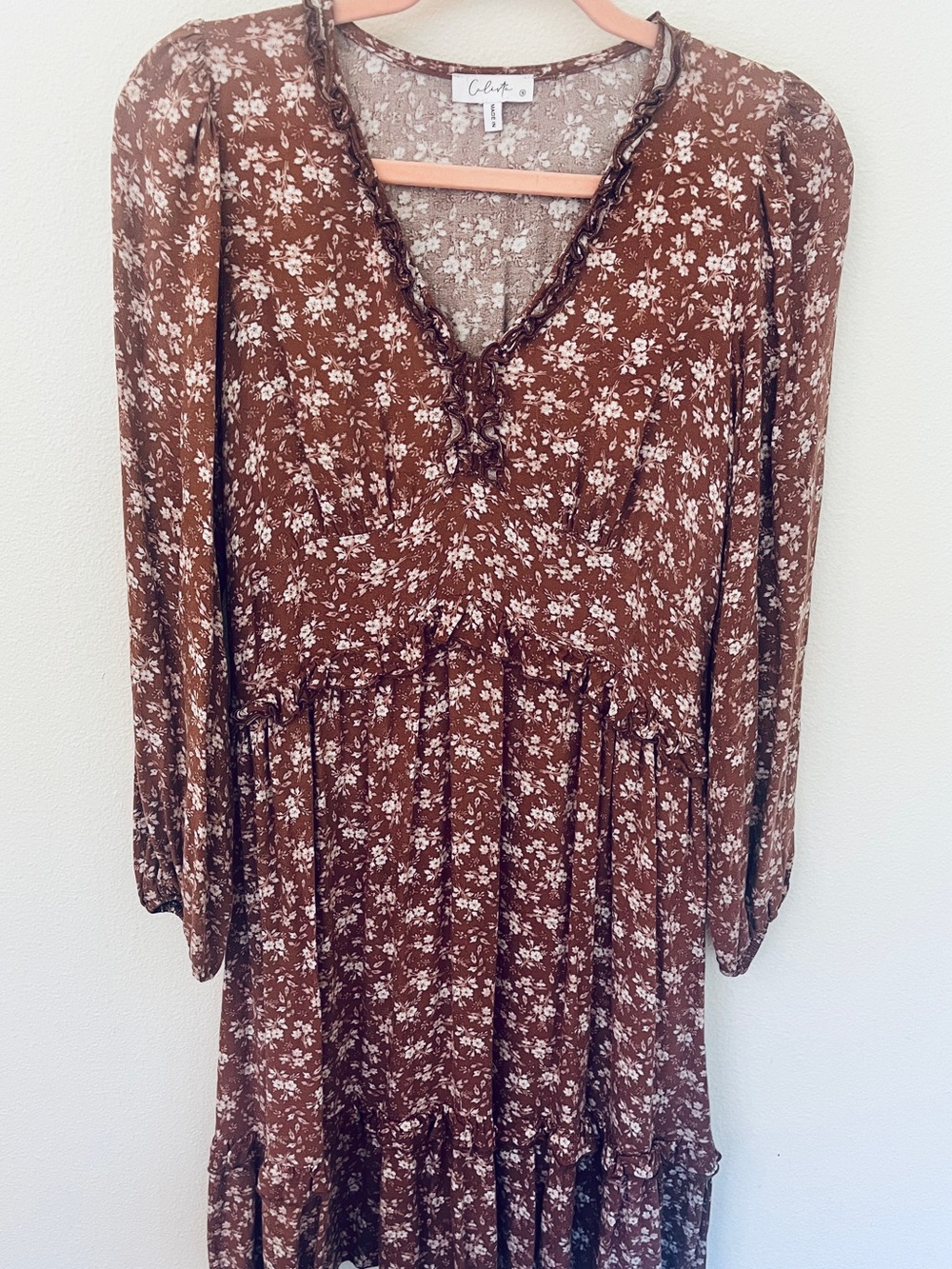 Autumn Floral Ruffle-Trim Dress